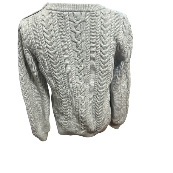 Banana Republic Cable Knit Sweater Womens Medium Gray Cotton Button Shoulder - Picture 4 of 8